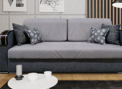 Luxury design sofa, 3-seater furniture, upholstery, gray fabric, wooden furniture, sleeper sofa, new.